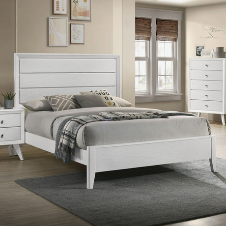 Modern Bed Frame With Wave Texture Headboard And Angled Legs HouseOfZazla