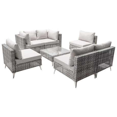 K&K 7-Piece Wicker Patio Furniture Set HouseOfZazla