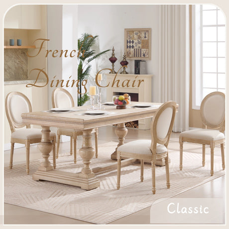 French Country Dining Chairs Set of 2 with Upholstered Round Back HouseOfZazla