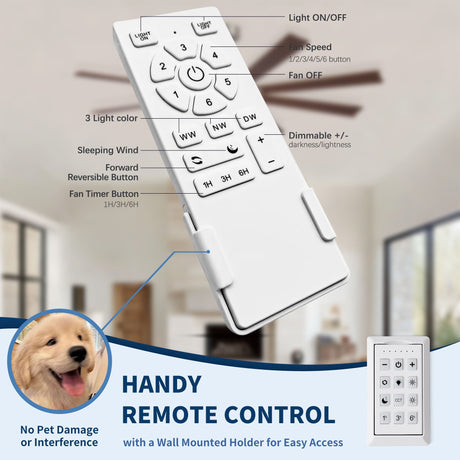 Large Ceiling Fan With Dimmable LED Light 8 Blades Remote Control, Reversible DC Motor HouseOfZazla