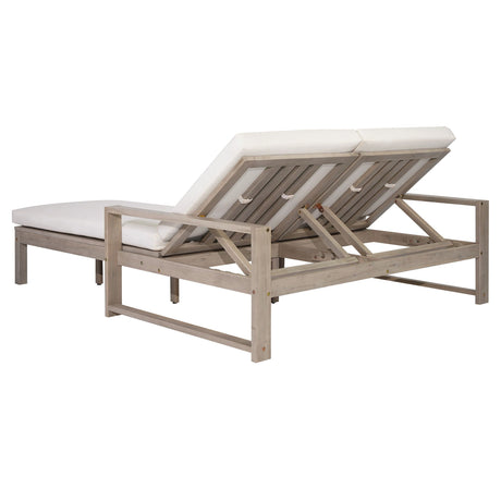 Outdoor Double Lounge Chair With 5 Position Adjustable Backrest HouseOfZazla