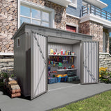 Outdoor Storage Shed, Tool House With Sloping Roof, 6 Vents And 2 Swing Doors For Backyard - Gray