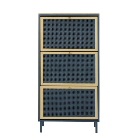 Modern Rattan 3 Door Shoe Rack Cabinet for Entryway HouseOfZazla