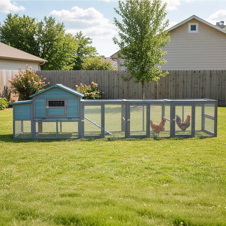 141" Large Wooden Chicken Coop with Nesting Box and Wire Fence HouseOfZazla