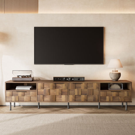 TV Stand With 2 Drawers, Media Console Table For TVs Up To 85'' - Natural HouseOfZazla