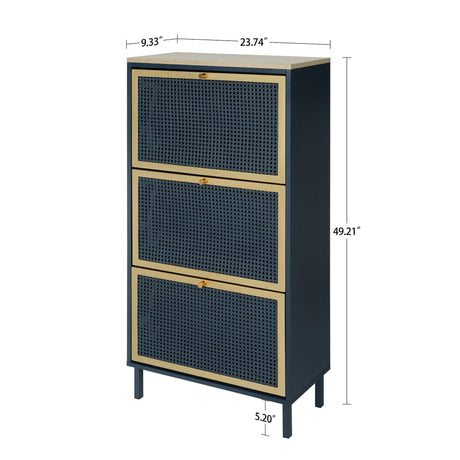 Modern Rattan 3 Door Shoe Rack Cabinet for Entryway HouseOfZazla