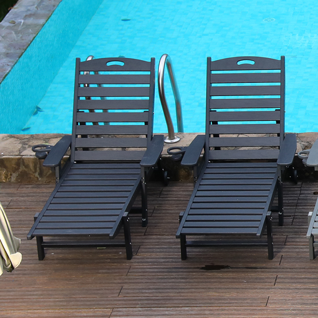 HDPE Chaise Lounge Chair Outdoor with Adjustable Backrest HouseOfZazla