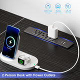 93 Inch 2 Person Desk with Power Outlet & LED Light, Extra Long Double Desk with 2 Monitor Stands, Large Home Office Desk for Two People with 4 Adjustable Storage Drawers, Black Korfile