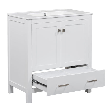 Bathroom Vanity With Single Sink, Combo Cabinet Undermount Sink, Bathroom Storage Cabinet With Two Doors And A Drawer, Soft Closing, Multifunctional Storage, Solid Wood Frame HouseOfZazla