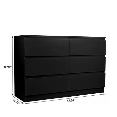 6 Drawer Dresser With Spacious Countertop And Concealed Handles HouseOfZazla