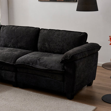 Living Room Furniture Big Loveseat Luxury Couch with Soft Chenille Upholstered Sofa Black HouseOfZazla