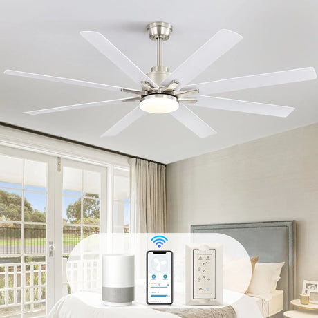 Ceiling Fan With Dimmable LED Light, 8 Blades, Reversible DC Motor, Remote Control HouseOfZazla