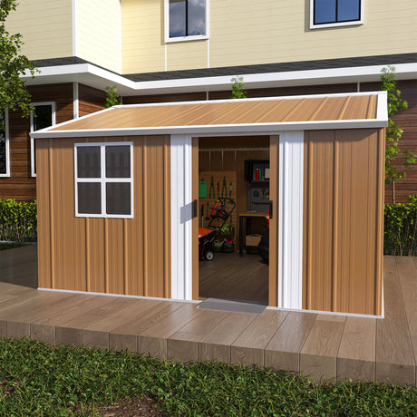12x10 FT Heavy-Duty Metal Storage Shed with Lockable Door & Ventilation HouseOfZazla