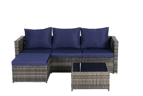 2 Pieces Patio Furniture Set, Outdoor Woven Sectional L-Shaped Patio Furniture HouseOfZazla