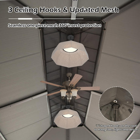 12'x18' Hardtop Gazebo with Resin Roof, Curtains, and Mosquito Netting HouseOfZazla