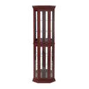 Corner Curio Cabinet With Lights, Adjustable Tempered Glass Shelves, Mirrored Back, Display Cabinet (E26 Light Bulb Not Included) HouseOfZazla