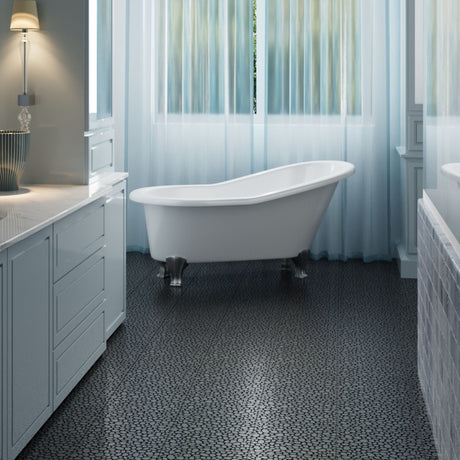 Interlocking Deck Tiles Plastic Waterproof Outdoor All Weather Anti-Slip Bathroom Shower Balcony Porch Strong Weight Capacity Upto 440 Lbs, Pebble Stone Pattern HouseOfZazla