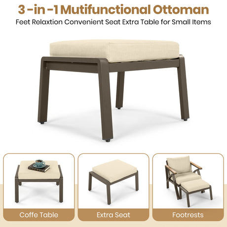 6-Piece Outdoor Patio Furniture Set with Steel Frame Sofa & Acacia Wood Table HouseOfZazla