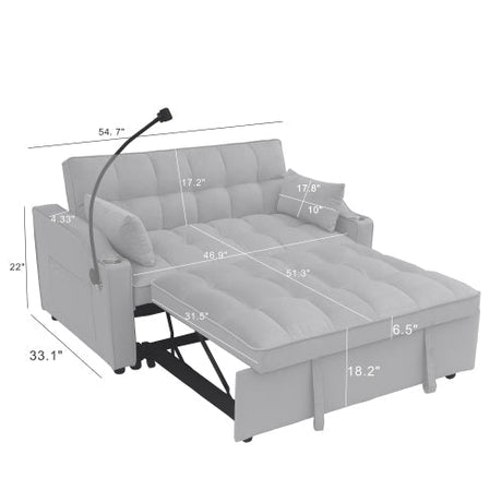 Modern Velvet Loveseat Futon Sofa Couch with Pullout Bed HouseOfZazla