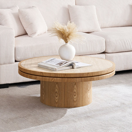 35.43 Inch Round Coffee Table with Sintered Stone Top HouseOfZazla