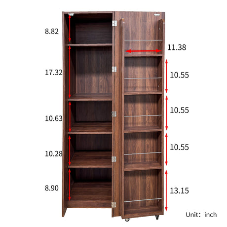 Freestanding Buffet Cupboards Sideboard With Doors & Shelves, Kitchen Pantry Storage Cabinet - Walnut HouseOfZazla
