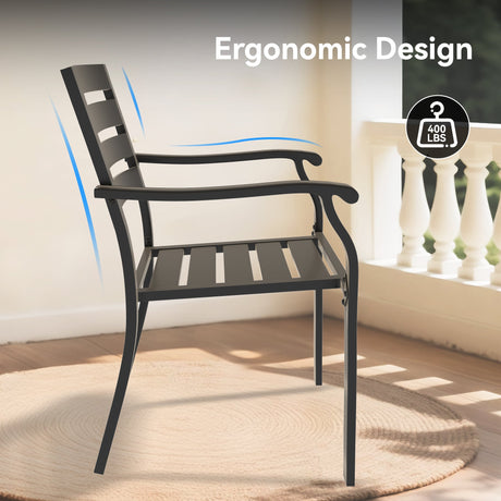 VRSHWO Iron Terrace Dining Chairs Set of 2 - Black HouseOfZazla