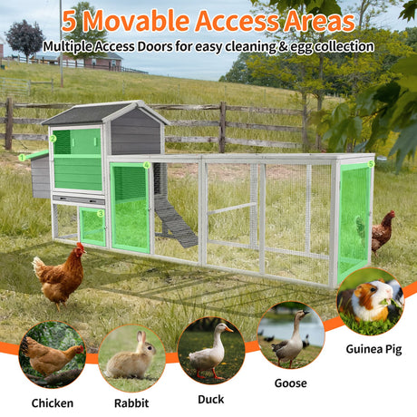 Gray Wooden Chicken Coop with Run and Nesting Box HouseOfZazla