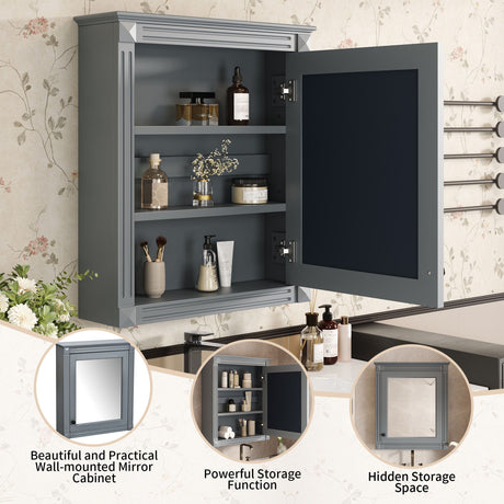 Wall Mounted Bathroom Storage Cabinet With Mirror, Medicine Cabinet With Height Adjustable Shelf HouseOfZazla