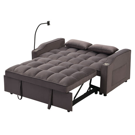 Modern Loveseat Futon Sofa With Pullout Bed, Adjustable Reclining Backrest, Toss Pillows HouseOfZazla