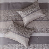 7 Piece Jacquard Comforter Set Grey Taupe King