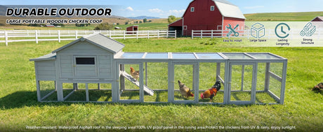 141" Gray Large Wooden Chicken Coop with Nesting Box HouseOfZazla