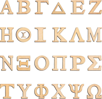 96 Pieces Wooden Greek Letter Unfinished Single Layer Greek Alphabets for DIY Painting Crafts Home Decoration (1 Inch) - WoodArtSupply