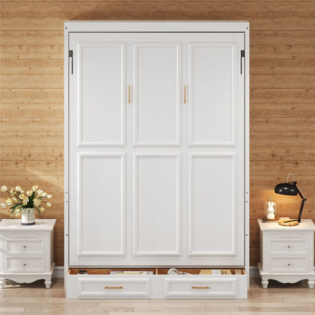 Full Size Murphy Bed With 2 Drawers - Beige HouseOfZazla