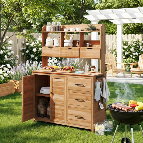 TOPMAX Farmhouse Patio Potting Bench with Storage and Workstation HouseOfZazla