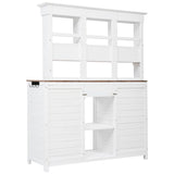 TOPMAX 65.7" Tall Garden Potting Bench Table with Hutch
