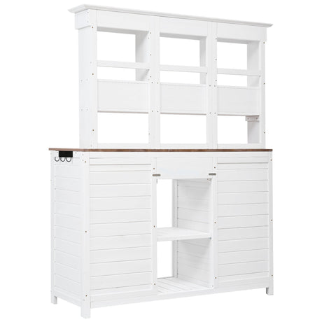 TOPMAX 65.7" Tall Garden Potting Bench Table with Hutch HouseOfZazla