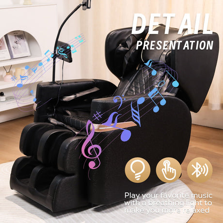 Massage Chair Recliner With Zero Gravity And Full Body Air Pressure - Black HouseOfZazla
