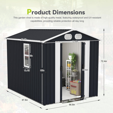 Campcraft 8x6 FT Outdoor Metal Storage Shed HouseOfZazla