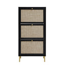 Modern Rattan 3 Door Shoe Rack Cabinet for Entryway HouseOfZazla