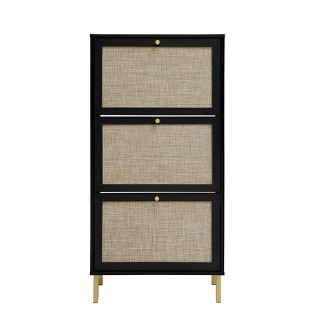 Modern Rattan 3 Door Shoe Rack Cabinet for Entryway HouseOfZazla