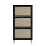 Modern Rattan 3 Door Shoe Rack Cabinet for Entryway HouseOfZazla