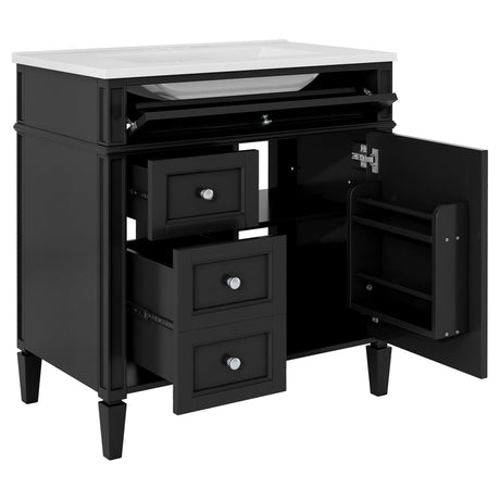 Bathroom Vanity With Medicine Cabinet, Royal Mirror Cabinet, Modern Bathroom Storage Cabinet With 2 Soft Closing Doors And 4 Drawers HouseOfZazla