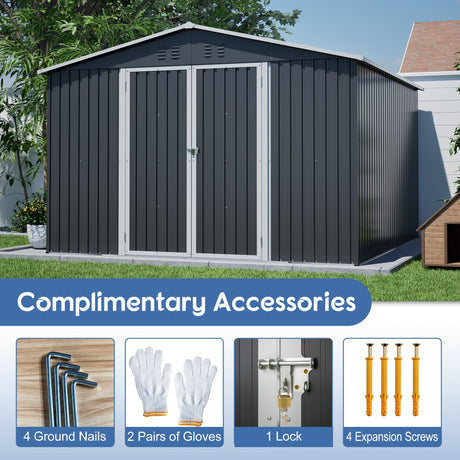 10x10 FT Large Outdoor Metal Storage Shed HouseOfZazla