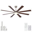 Large Ceiling Fan With Dimmable LED Light 8 Blades Remote Control, Reversible DC Motor HouseOfZazla