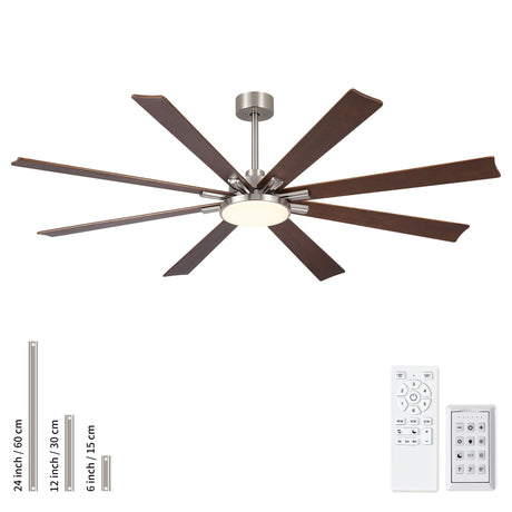 Large Ceiling Fan With Dimmable LED Light 8 Blades Remote Control, Reversible DC Motor HouseOfZazla