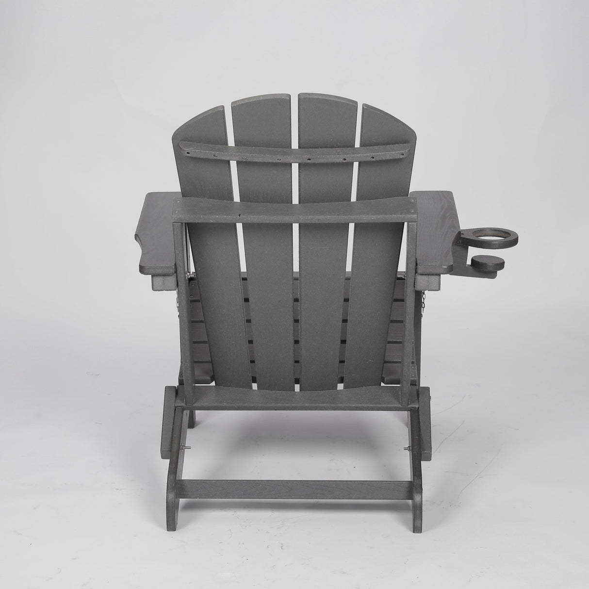 HDPE Folding Adirondack Chair with Dual Cup Holder - Gray