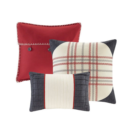 7 Piece Herringbone Comforter Set Red King HouseOfZazla