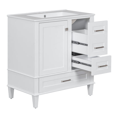 Bathroom Vanity, Modern Bathroom Cabinet With Sink Combo Set, Bathroom Storage Cabinet With A Soft Closing Door And 3 Drawers, Solid Wood Frame HouseOfZazla