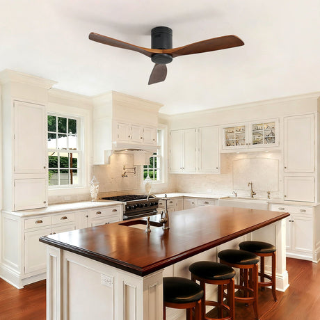 Low Profile Ceiling Fan DC, 3 Blade, Noiseless Reversible Motor, Remote Control HouseOfZazla