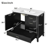 Bathroom Vanity, Modern Bathroom Cabinet With Sink Combo Set, Bathroom Storage Cabinet With A Soft Closing Door And 3 Drawers, Solid Wood Frame